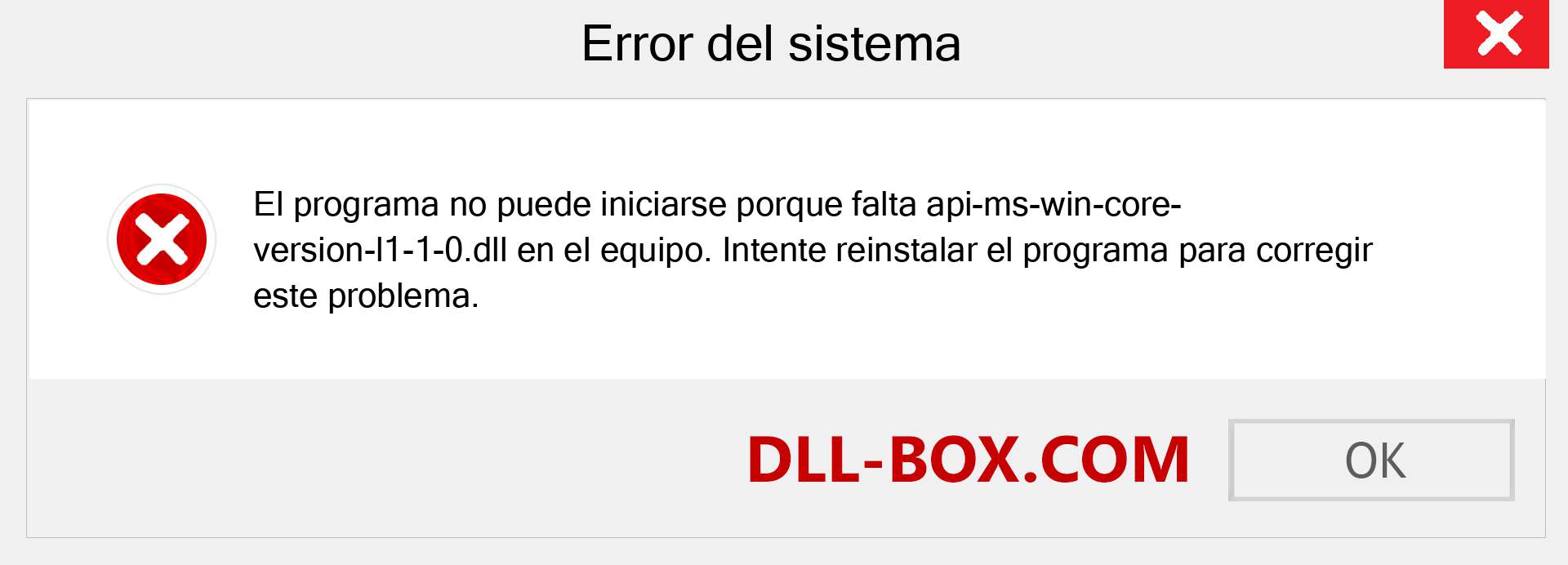 ¿Falta el archivo api-ms-win-core-version-l1-1-0.dll ?. Descargar para Windows 7, 8, 10 - Corregir api-ms-win-core-version-l1-1-0 dll Missing Error en Windows, fotos, imágenes